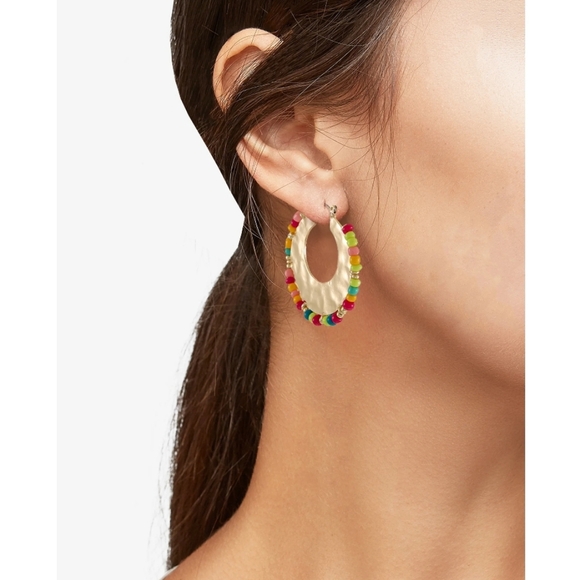 Time and Tru Women's Colorful Beaded Hoop Earrings - Picture 1 of 4